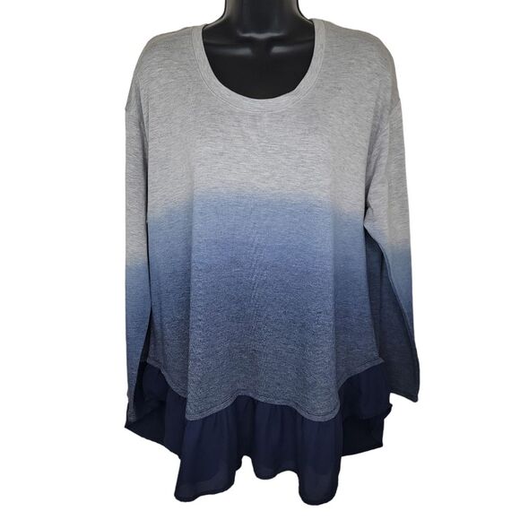 Lane Bryant Ombre Chiffon Hem Top Blouse 14/16 - Picture 1 of 5